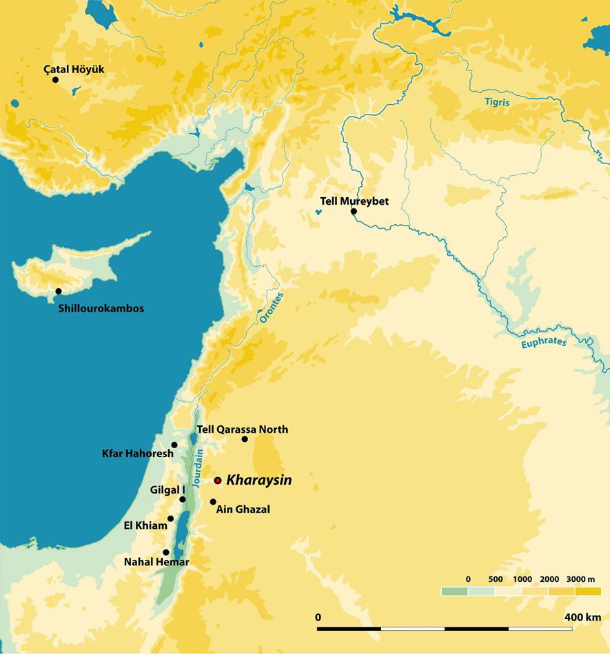 Map of the Levant with Kharaysin among other Neolithic sites